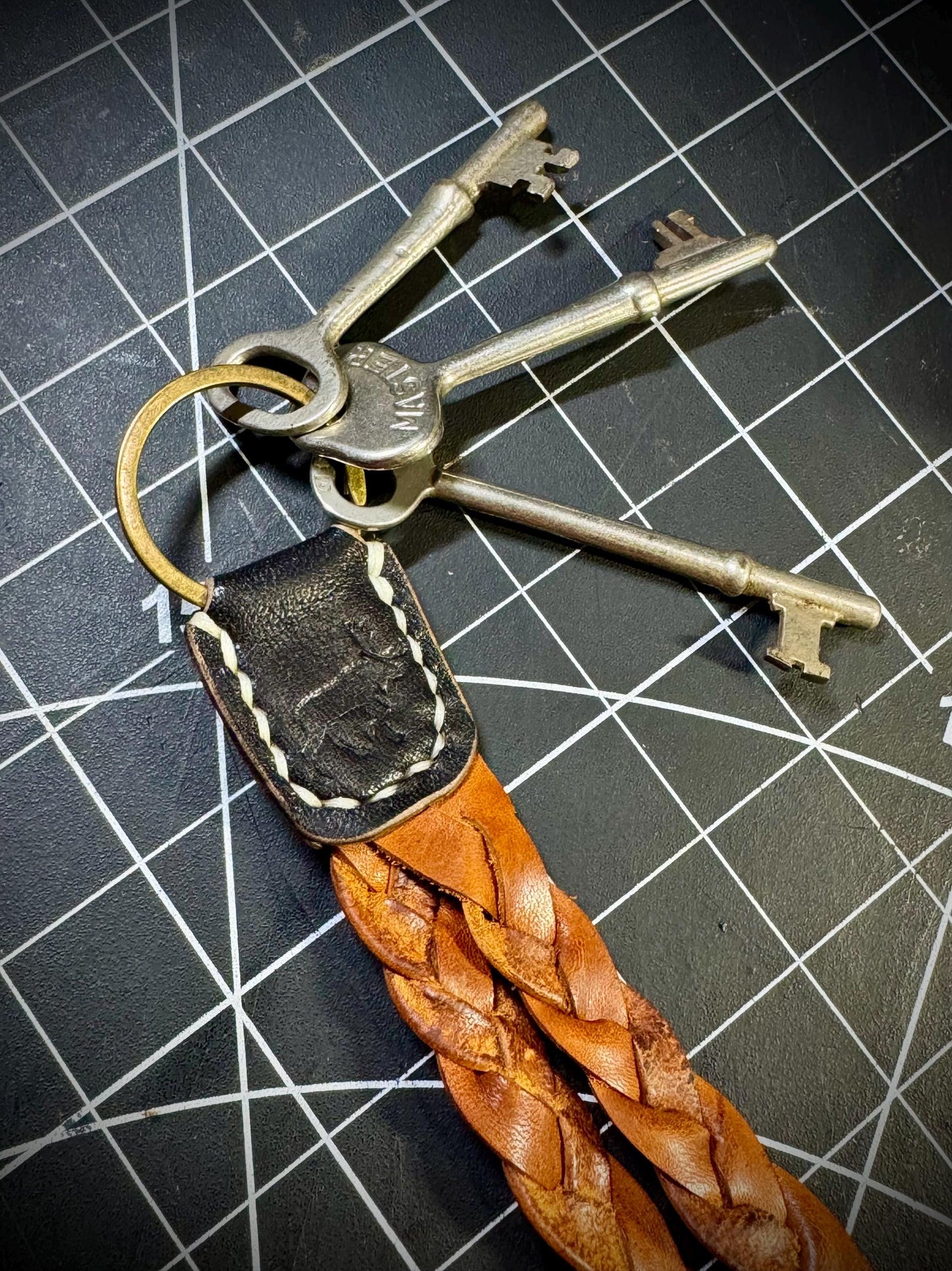 Braided Leather Keychain Lanyard