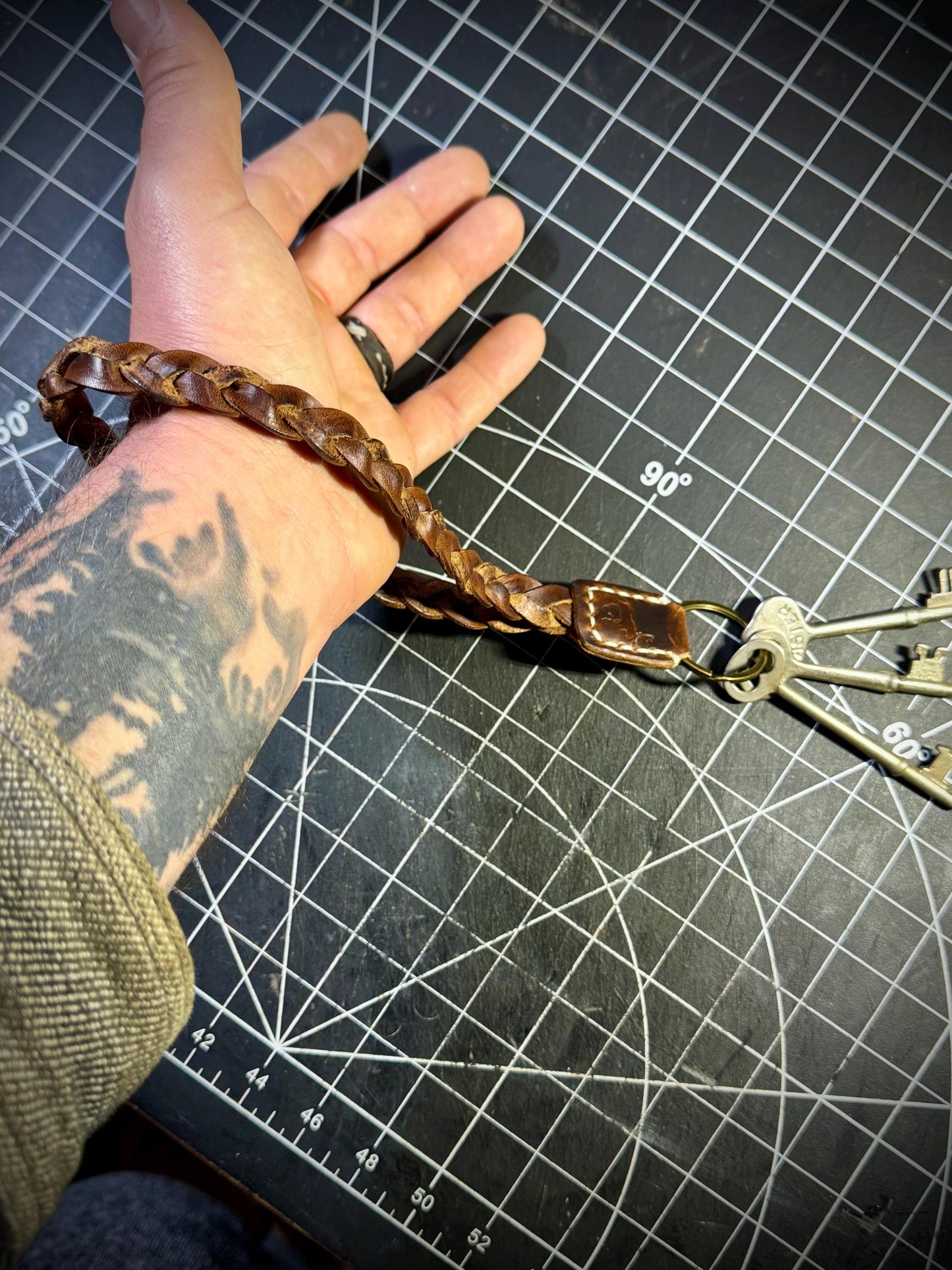 Braided Leather Keychain Lanyard