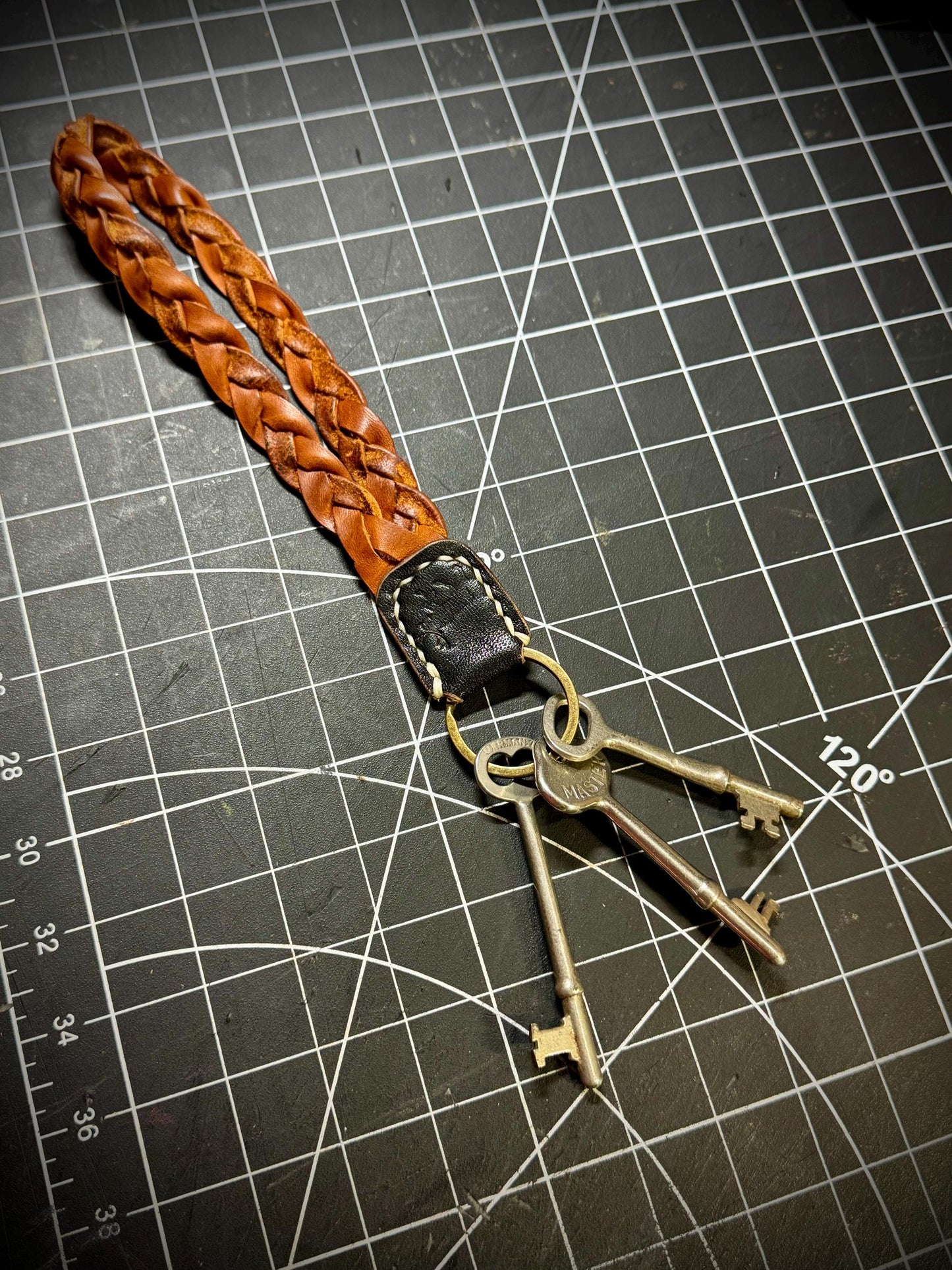 Braided Leather Keychain Lanyard