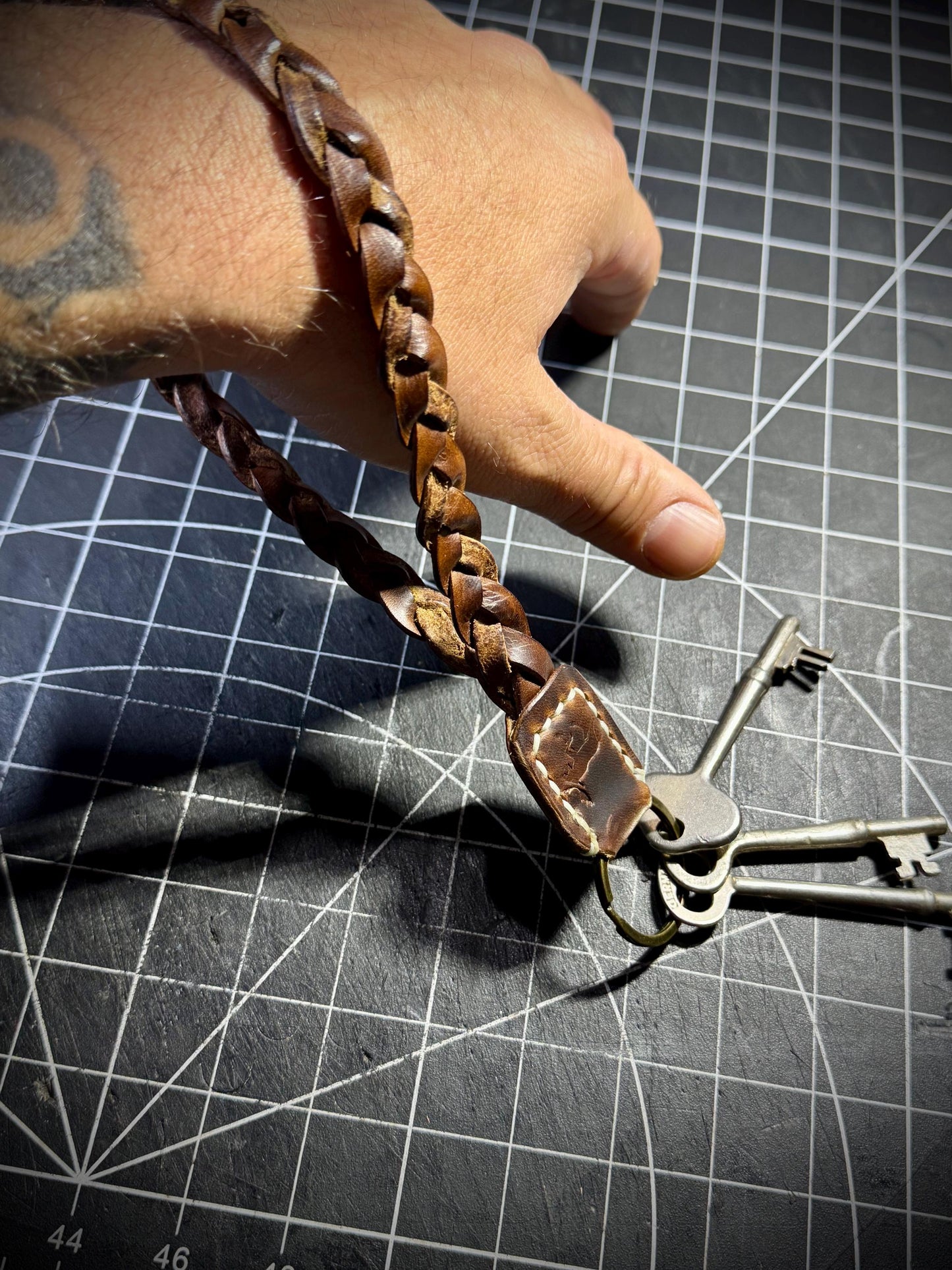 Braided Leather Keychain Lanyard