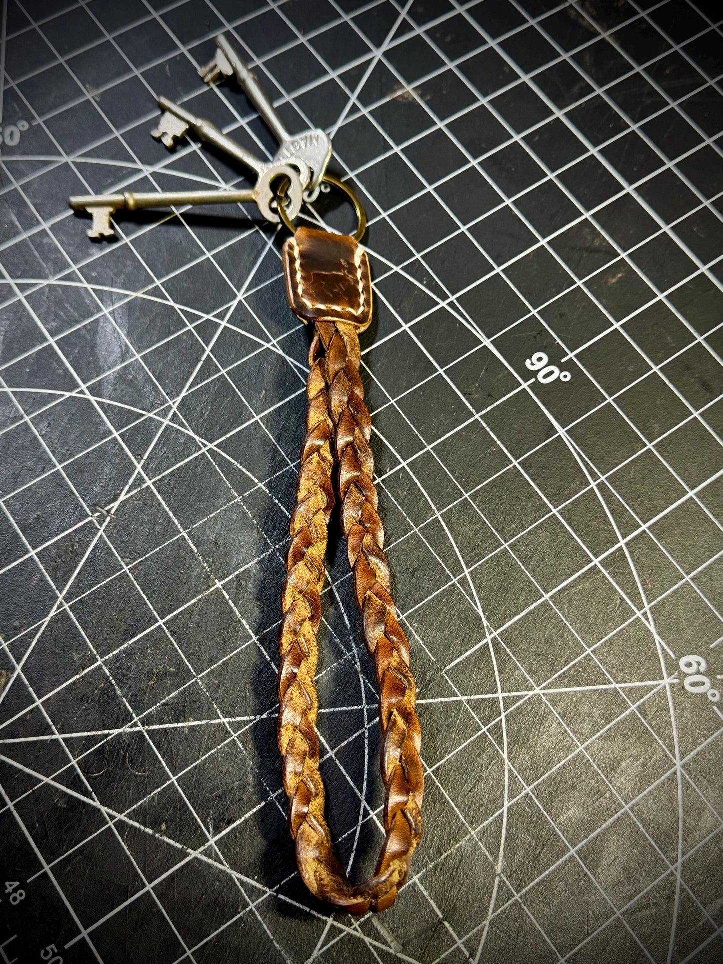 Braided Leather Keychain Lanyard